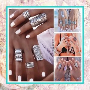 🌺 4PC RINGS CIRCLE LARGE BOHO MIDI FAT LARGE THICK CHUNK BOHEMIAN BOHO CELTIC